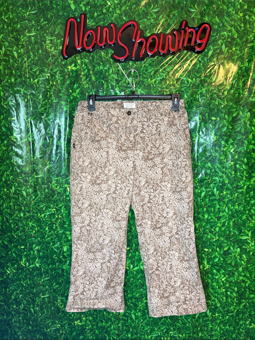Christopher & Banks Beige Floral Crop Jeans